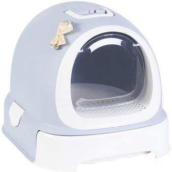 PawsMark Fully Enclosed Hooded Litter Pan with Front Entry Odor Close Door, Cat Litter Scoop Included