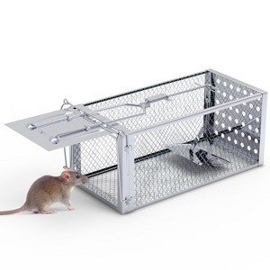 iMountek "Humane Single Door Rat Trap Cage for Small Rodents, Mice, Voles & Hamsters - Indoor & Outdoor Use" Silver - 1 of 4