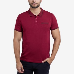 CULTURA Men's Short Sleeves 100% Cotton Polo With Jaquard Rib And Chest Rib Pocket - 1 of 4