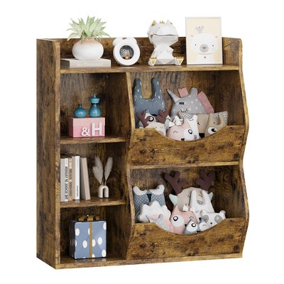 Whizmax Brown 5-Cubby Kid's Bookcase and Bookshelf, Multi Toy Storaage Cabinet for Storage Books and Toys, for Playroom, Bedroom and Children's Room