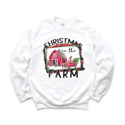 Simply Sage Market Women's Graphic Sweatshirt Christmas On The Farm Barn