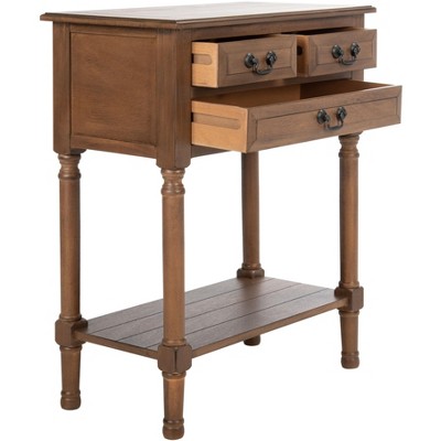 Primrose Warm Brown 3-Drawer Console Table with Open Shelf