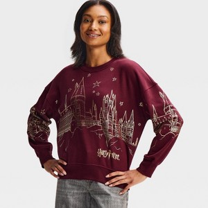 Women's Harry Potter Hogwarts Castle Fleece Crewneck Graphic Pullover ...