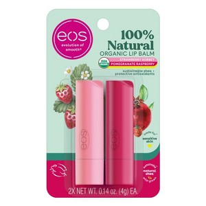 eos 100% Natural & Organic Lip Balm Sticks - Strawberry Sorbet/Pomegranate Raspberry - 0.28oz/2pk - 1 of 4