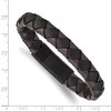 Black Bow Jewelry 11mm Black Plated Stainless Steel Black/Brown Leather Bracelet 8.25 In - 4 of 4