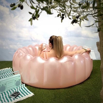 Condition photo showing As Is for minnidip tufted pool - pearlescent blush