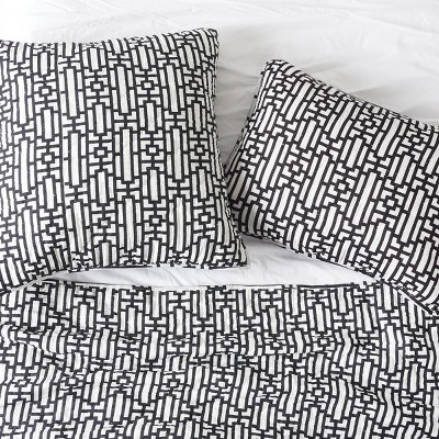 Naya Geometric Black and White Cotton Euro Sham