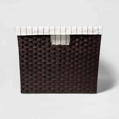 12"x16"x20" Lined Weave Laundry Basket Dark Brown - Threshold™
