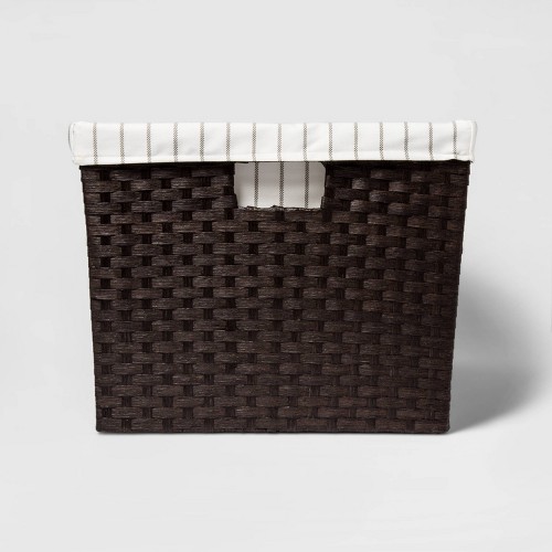 'Lined Laundry Basket Dark Brown Weave 12''x16''x20'' - Threshold'