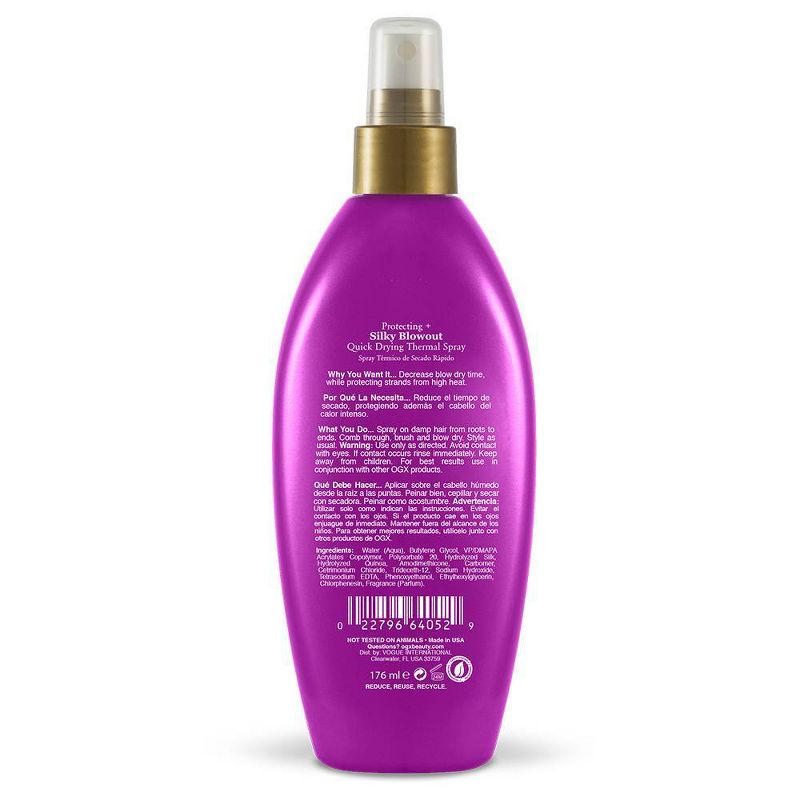 OGX Protecting + Silk Blowout Quick Drying Thermal Spray - 6 fl oz, 3 of 8