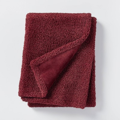 Boucle with Plush Reverse Throw Blanket Burgundy - Threshold™ designed with Studio McGee