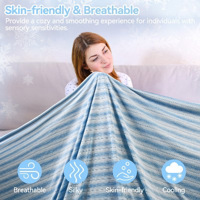 Catalonia Blue Lightweight Cooling Reversible Throw Blanket