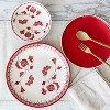 LunaLulinlk Red Set of 4 Round Stoneware Dinner Plates - 2 of 4