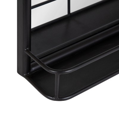 Estero 18x30 Black Metal-Forged Radius Rectangle Wall Mirror with Shelf