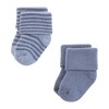 Hudson Baby Infant Boy Cotton Rich Newborn and Terry Socks, Blue Brown Stripes - 3 of 4
