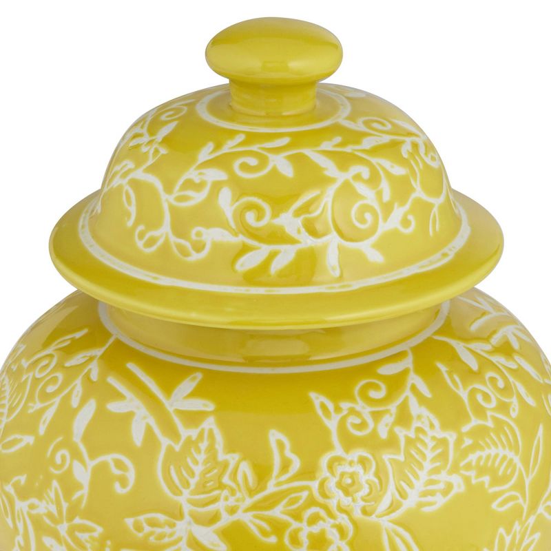Dahlia Studios Floral Yellow and White 13" High Decorative Jar with Lid, 2 of 7
