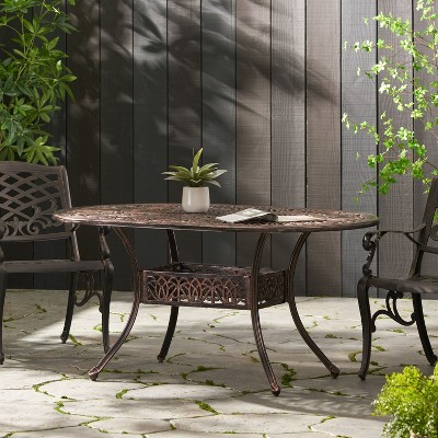 NicBex 59.2" Outdoor Dining Table,Round  Patio Table with Aluminum Frame for 2 to 4 Chairs,Outdoor Furniture,Copper