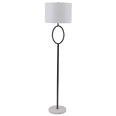 61" Ava Oval Font Steel Floor Lamp with Gun Marble Base - Decor Therapy