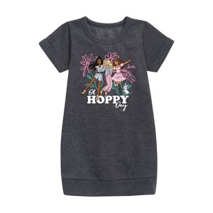 - Barbie - Easter Graphic Short Sleeve Fleece Dress - 1 of 2