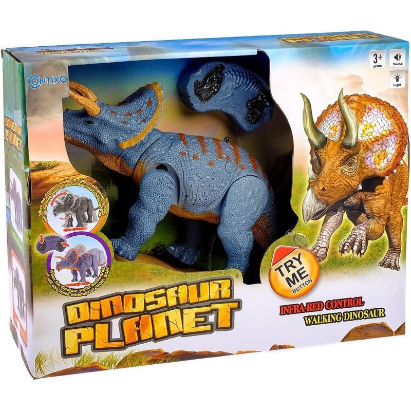 Contixo DR2 RC Dinosaur Toy -Walking Triceratops Dinosaur with Light-Up Eyes & Roaring Effect for Kids, 3 of 18