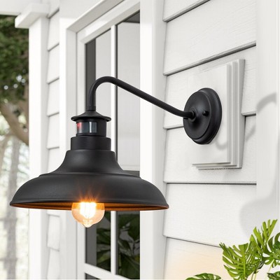 Matte Black Gooseneck Outdoor Wall Light with Motion Sensor, 2-Pack