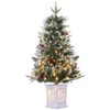 3FT Flocked Small Christmas Tree , Artificial Small Christmas Trees with Light, Multiple Pattern Bases, Outdoor Indoor for Winter Holiday Décor - 2 of 4