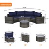 Mshliw 7-Piece Half-Moon Sectional Patio Furniture Set with Round Glass Coffee Table – Weather-Resistant Outdoor Sofa Set with Cushions-Dark Blue - 2 of 4