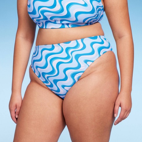 Women's High Leg Cheeky Bikini Bottom - Wild Fable™ Blue Swirl Print 2x :  Target