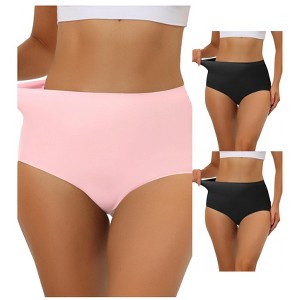 Allegra K Women's Elastic High-Waisted Unlined Breathable No-Show Hipster Underwear Multicolored - 1 of 4