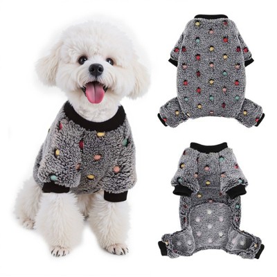 Dog Fuzzy Velvet Pajamas, Dog Winter Clothes for Small Dogs Boy Girl, Pet Jumpsuit, Doggy Apparel, Pink/Gray/Blue/Purple