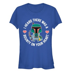 Juniors Womens Star Wars Valentine's Day Boba Fett Bounty on Heart T-Shirt - 1 of 3