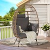 TiramisuBest Oversized Wicker Egg Chair with Cushion & Pillow, 600lbs ¨C Indoor/Outdoor for Porch/Backyard/Balcony (Dark Gray) - 2 of 4