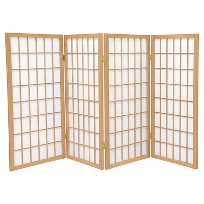 3 ft. Tall Window Pane Shoji Screen (4 Panels) - Oriental Furniture