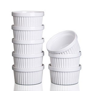 8 Oz Set of 8 Ceramic Ramekins, Porcelain Creme Brulee Souffle Ramekins for Baking, Pudding Custard Cups, Dipping Sauces, Dishwasher and Oven - 1 of 4