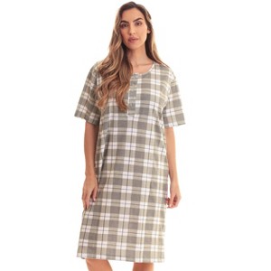 Just Love Womens Nightgown - Short Sleeve Henley Oversized Sleepwear Gown - 1 of 3