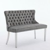 TOBILI Velvet Double Dining Loveseat Bench, Kitchen & Dining Seating, 2-Seat Tufted Bench w/Handmade Buttons,Brushed Silver Stainless Steel Legs - 3 of 4