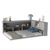 Dolonm Full Floor Bed with L-shaped Bookcases, Sliding Doors,Without Slats - 2 of 4