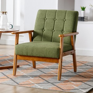 MOONMISS Mid-Century Modern Accent chair，Leisure Chair with Solid Wood Armrest and Feet,for Living Room Bedroom Studio chair - 1 of 4