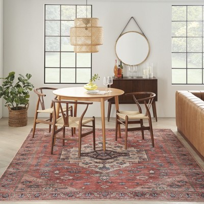 Ivory and Brick 5' x 7' Reversible Flat Woven Synthetic Rug