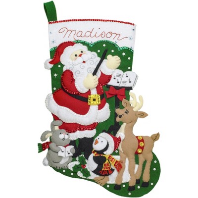 Santa's Choir Practice Felt Stocking Embroidery Kit, 18"