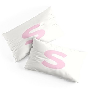 Deny Designs King April Lane Art Block Pink Monogram S Microfiber Printed Pillow Sham - 1 of 3