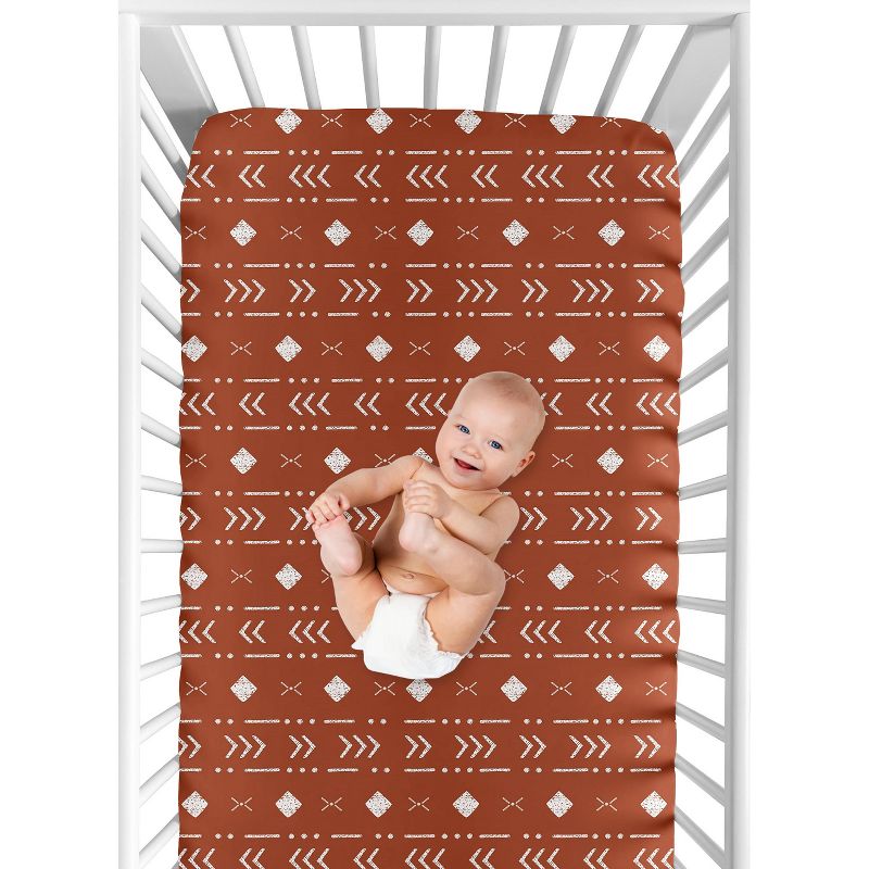 Sweet Jojo Designs Boy or Girl Gender Neutral Unisex Baby Fitted Crib Sheet Boho Rust Orange and White, 5 of 8