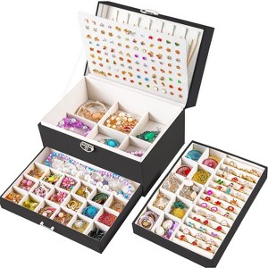 Pink Jewelry Organizer Box for Teens with Earring Holder and Storage - 1 of 4