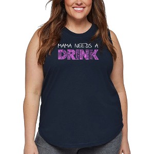 LA Pop Art Women's Word Art Tank Top - Mama Needs a Drink - 1 of 4