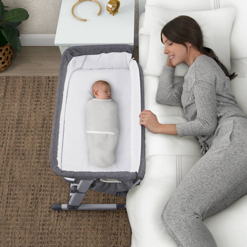 Simmons Kids&#39; Dream Bedside Baby Bassinet Sleeper with Breathable Mesh and Adjustable Heights - Lightweight Portable Crib - Gray, 5 of 20