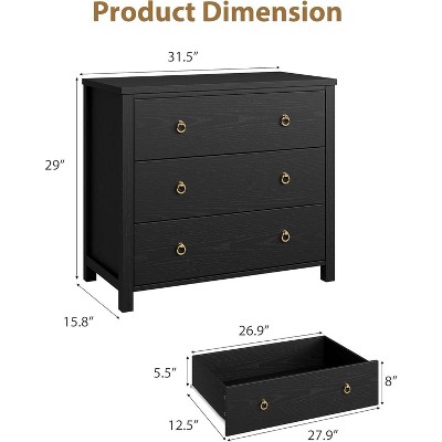 Product dimension diagram of the dresser with measurements