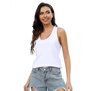 BLUEMING Womens Summer Basic Tank Tops Racer Back Tank Tops U Neck Athletci Sleeveless Vests - 1 of 3