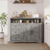 Farmhouse Buffet Cabinet with Drawers & Open Shelf, Sideboard with Storage - 4 of 4