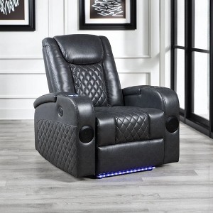 Royal Hampton Power Motion Recliner Chair, Bluetooth USB, Gray Faux Leather - 1 of 1