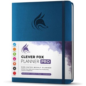 Undated Planner PRO Weekly 8.5"x11" Mystic Blue - Clever Fox: Academic & Student Planner, Elastic Closure, Ribbon Marker - 1 of 4